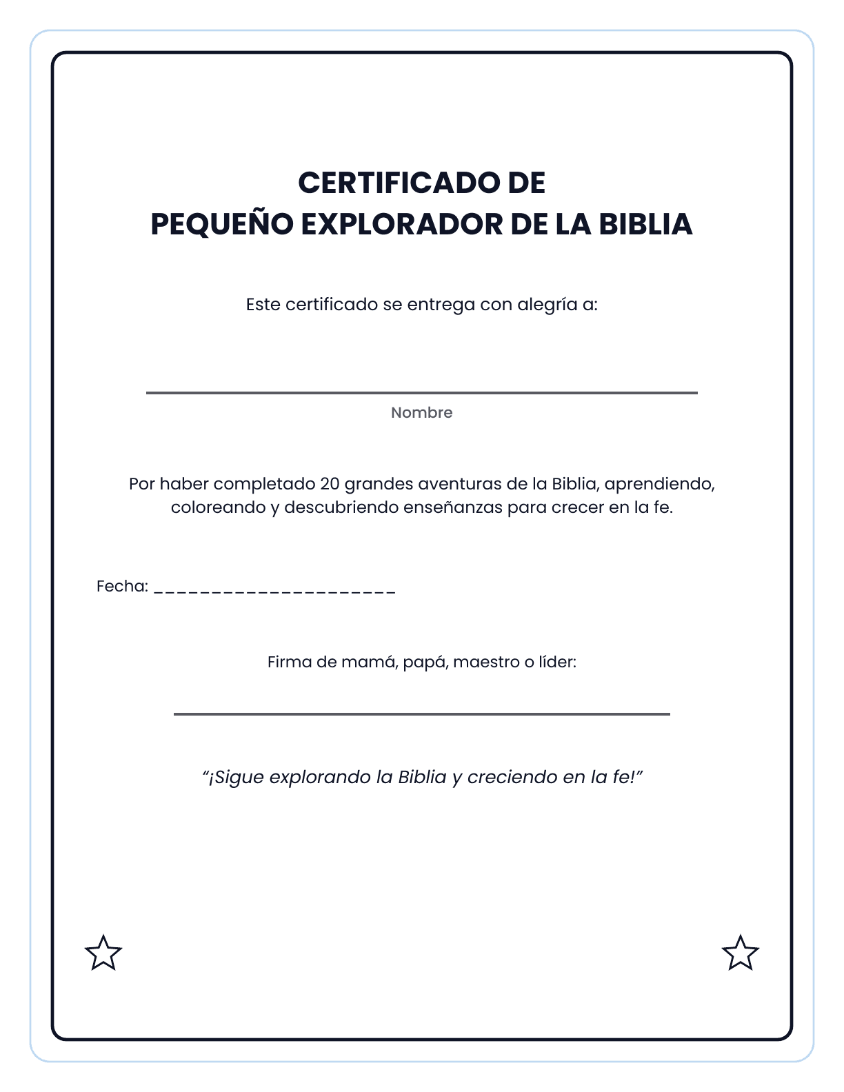 Certificado de Pequeño Explorador